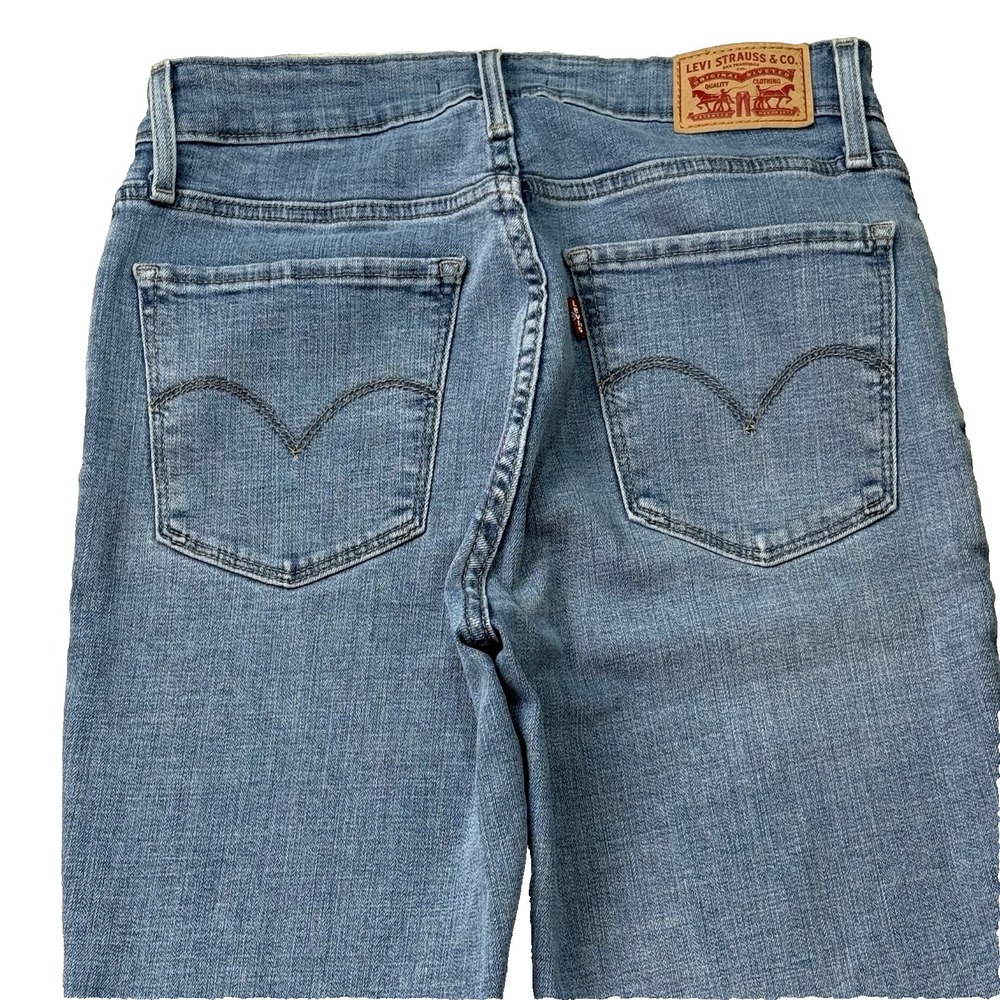 Levis 725 High Rise Boot Cut Jeans Womens 29 8 M Blue Denim 32" Inseam Western - Picture 5 of 6